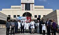 تجمع کادر درمان مرکز آموزشی درمانی شهید رحیمی خرم‌آباد در پی جنایت جنگی رژیم غاصب صهیونیستی (بمباران بیمارستان غزه)
